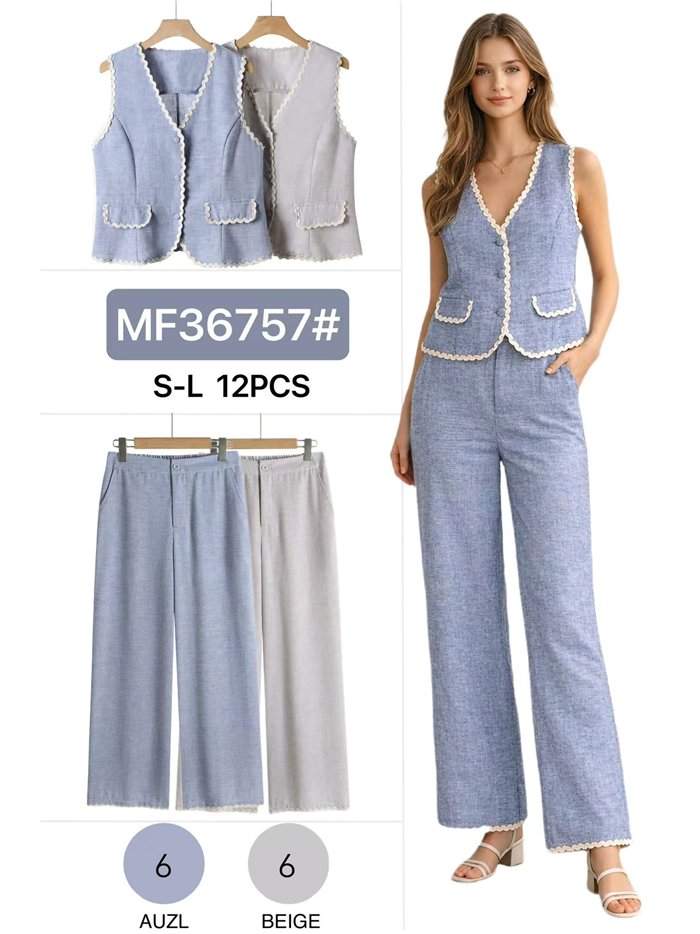 Conjunto chaleco vivo ondulado y pantalón