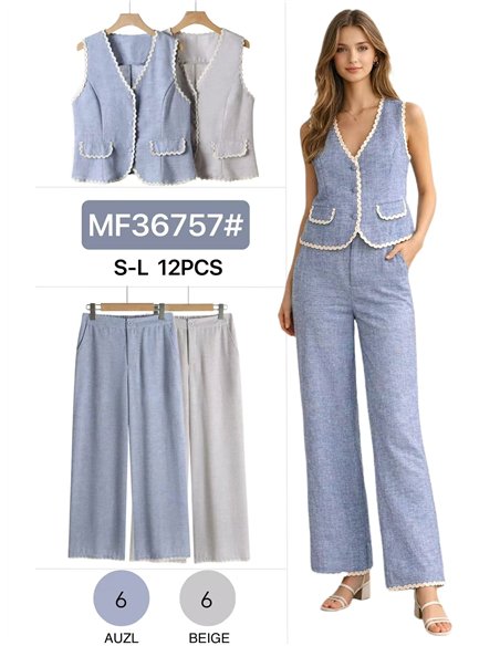 Conjunto chaleco vivo ondulado y pantalón