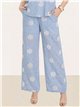 Daisy embroidered linen trousers