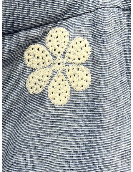 Daisy embroidered linen trousers