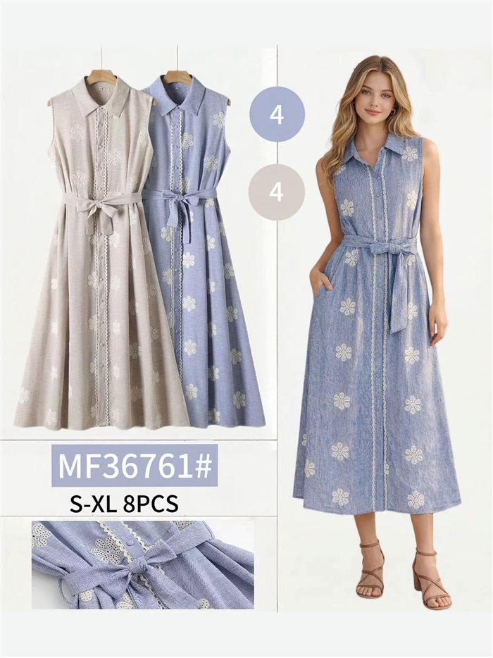 Daisy embroidered shirt dress