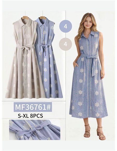 Daisy embroidered shirt dress