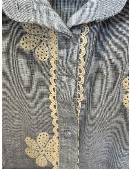 Daisy embroidered shirt dress