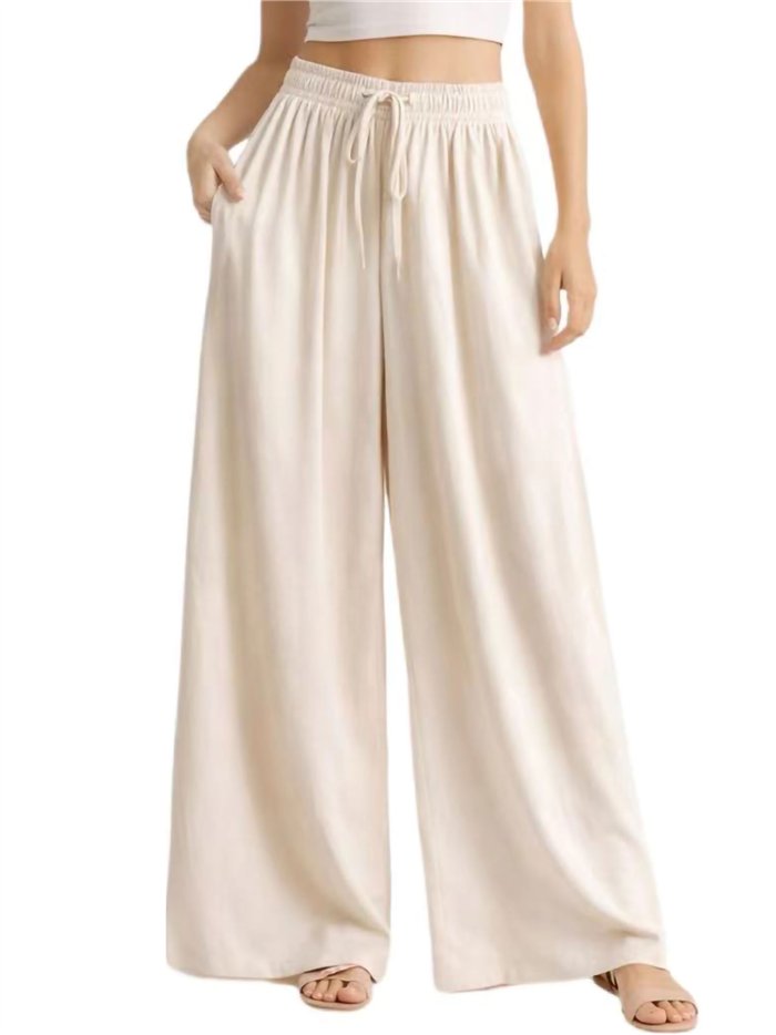 Pantalon palazzo à cordon de serrage