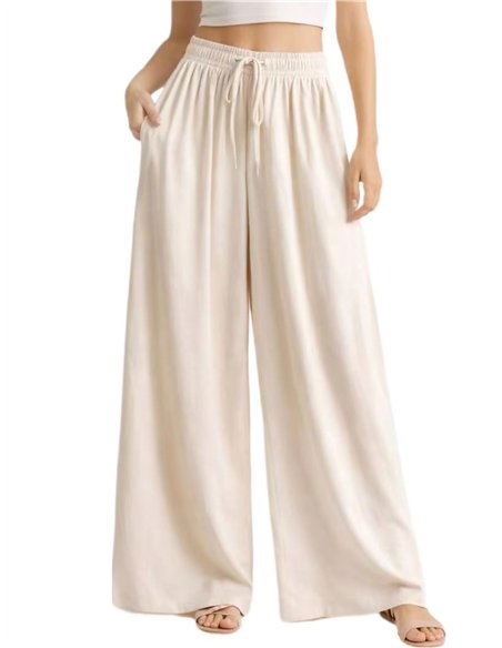 Pantalon palazzo à cordon de serrage