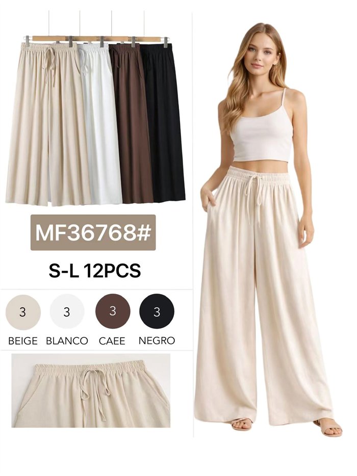 Pantalon palazzo à cordon de serrage