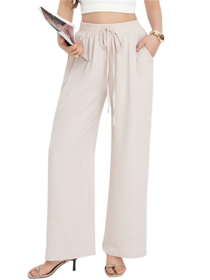 Pantalón wide-leg con cordón