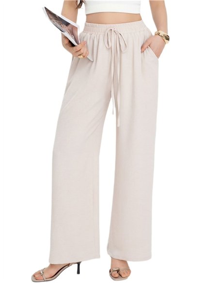 Pantalón wide-leg con cordón