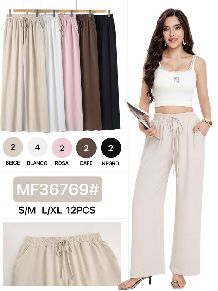 Pantalón wide-leg con cordón