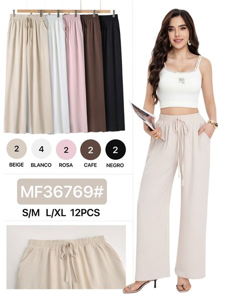 Pantalón wide-leg con cordón