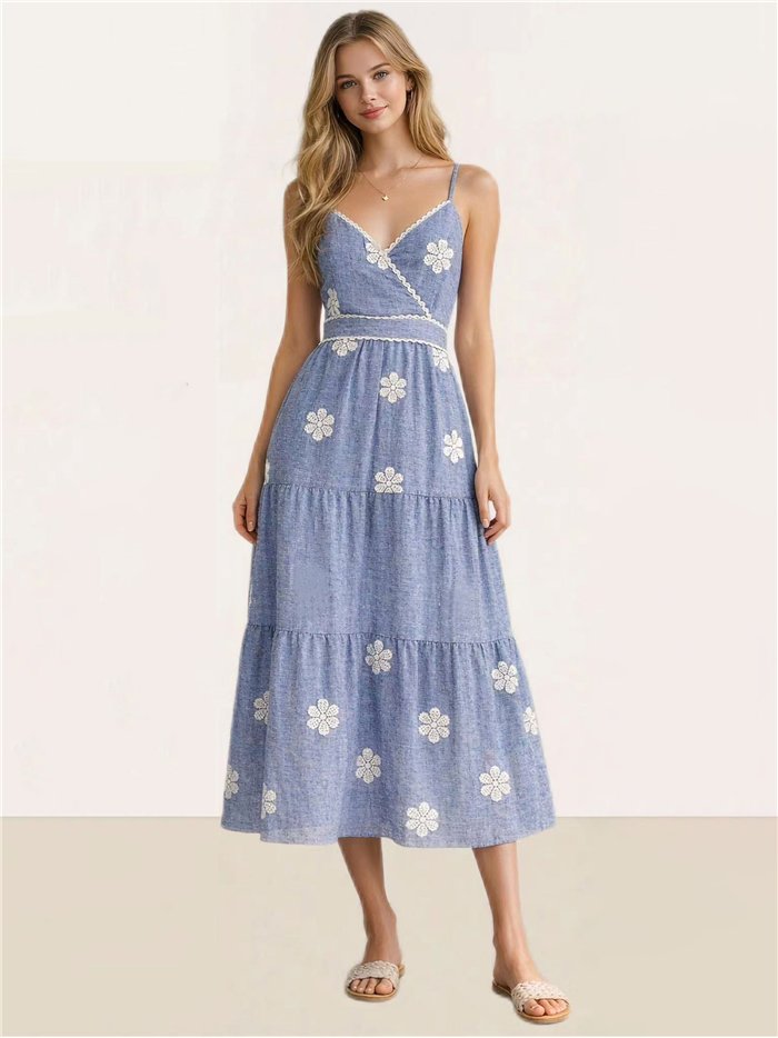 Daisy embroidered midi dress
