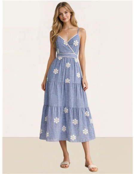 Daisy embroidered midi dress