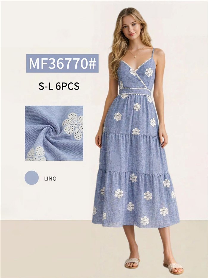 Daisy embroidered midi dress