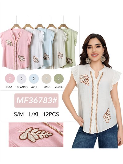 Blouse brodée à motifs de feuilles 2