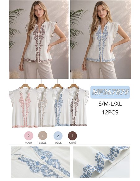 Blusa boho bordada con lentejuelas