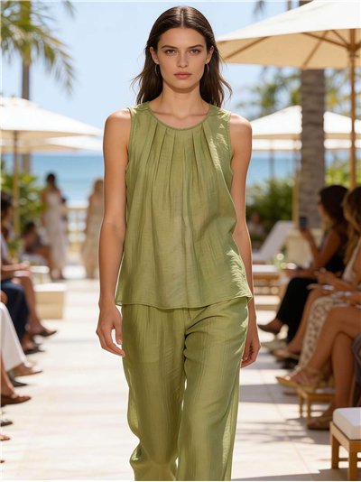 Completo composto da top e pantaloni effetto stropicciato