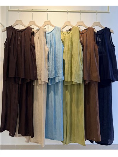 Completo composto da top e pantaloni effetto stropicciato 2