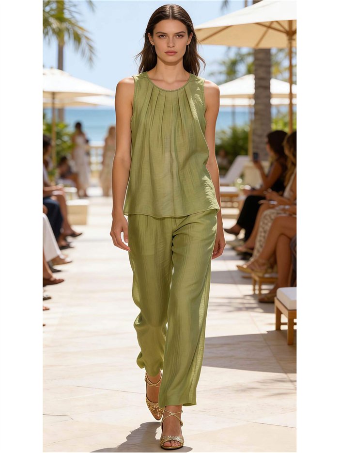 Completo composto da top e pantaloni effetto stropicciato