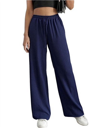 Pantalón wide-leg efecto denim tencel con cordón