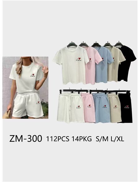 Conjunto camiseta con bordado love y short