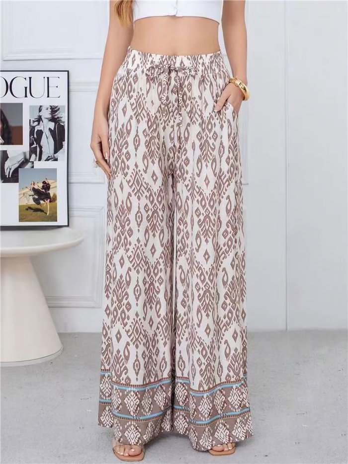 pantalon palazzo à imprimé ethnique