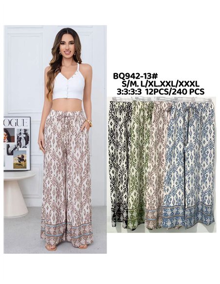 pantalon palazzo à imprimé ethnique