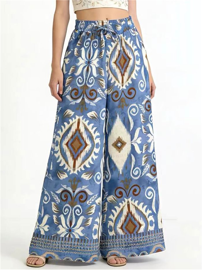 Pantalón palazzo estampado geométrico