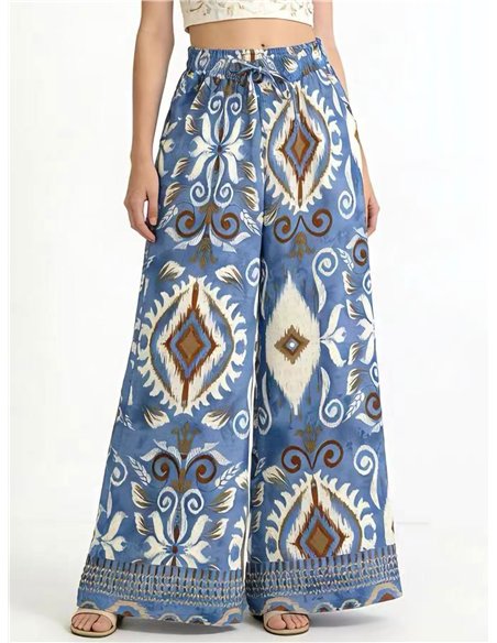 Pantalón palazzo estampado geométrico