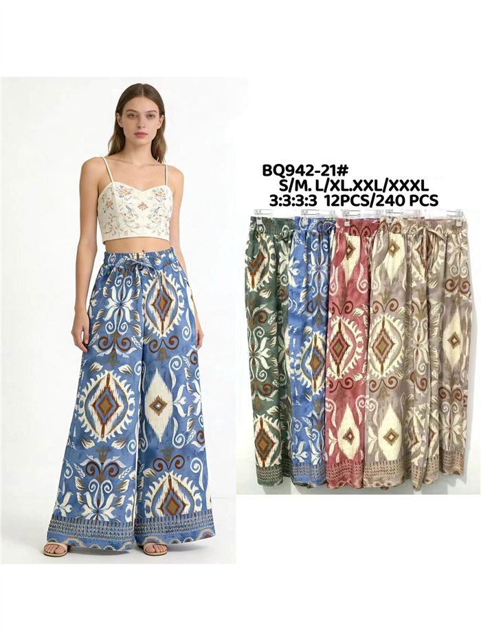 Pantalón palazzo estampado geométrico