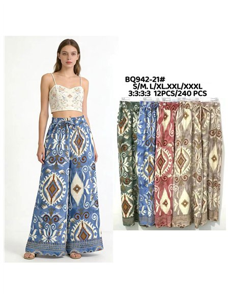 Pantalón palazzo estampado geométrico
