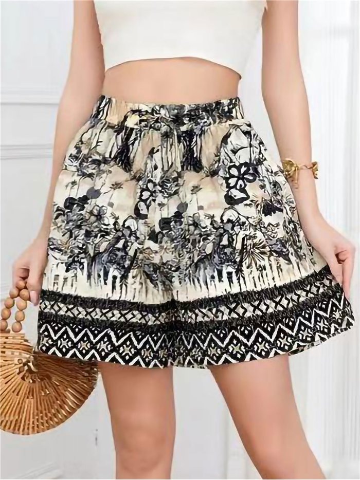 short à jambes larges imprimé bohème