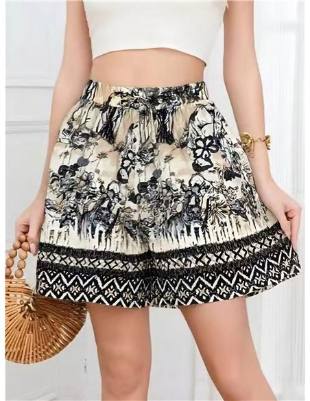 short à jambes larges imprimé bohème