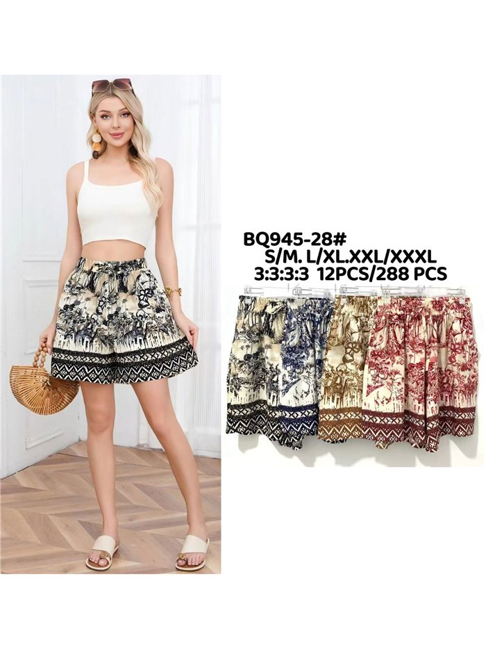 short à jambes larges imprimé bohème