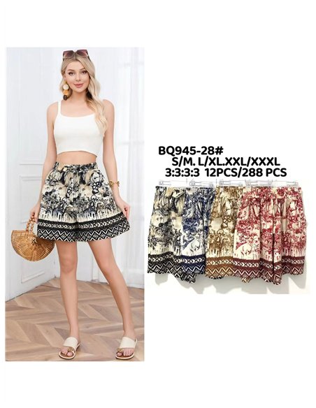 short à jambes larges imprimé bohème