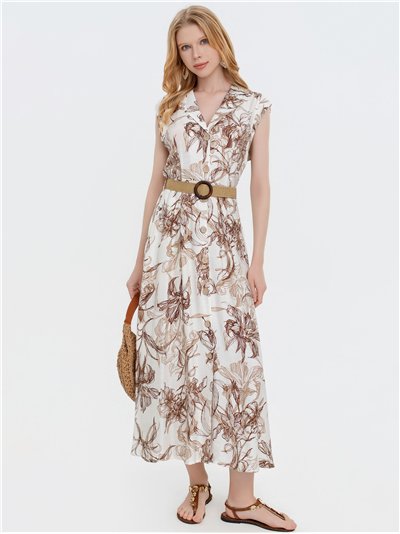 Vestido camisero midi sin mangas con cinturón