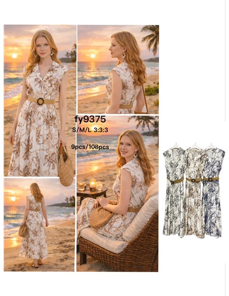 Vestido camisero midi sin mangas con cinturón