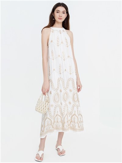 robe longue dos nu brodée