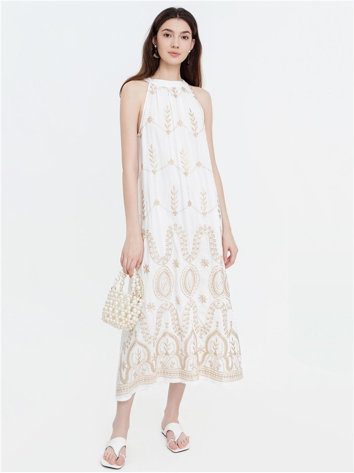 robe longue dos nu brodée