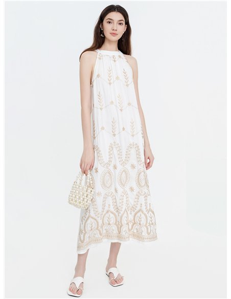 robe longue dos nu brodée