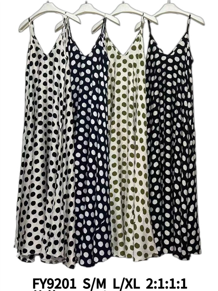 Vestido maxi de tirantes con lunares