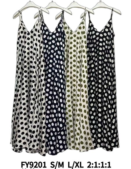 Vestido maxi de tirantes con lunares