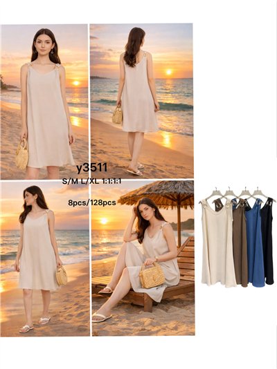 Vestido corto fluido con tirantes joya 2