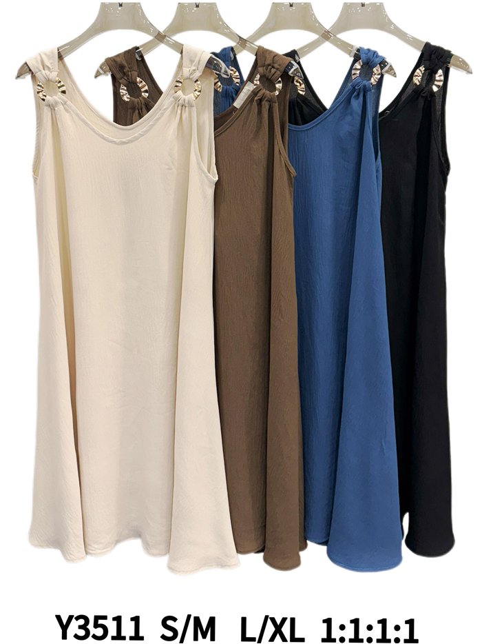 Vestido corto fluido con tirantes joya