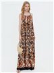 Vestido maxi de tirantes estampado animal
