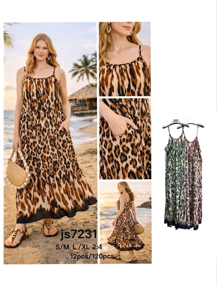 Vestido maxi de tirantes estampado animal