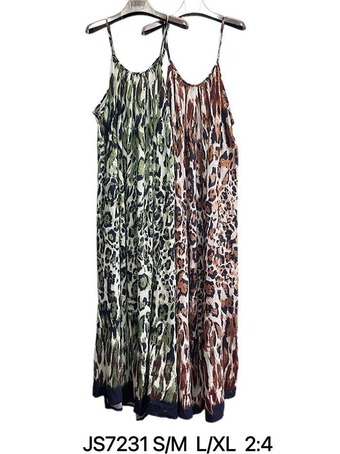 Vestido maxi de tirantes estampado animal