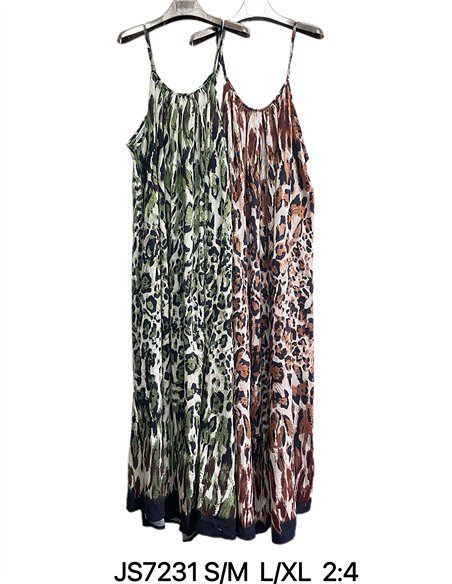 Vestido maxi de tirantes estampado animal