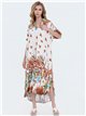 Vestido camisero oversize estampado tropical