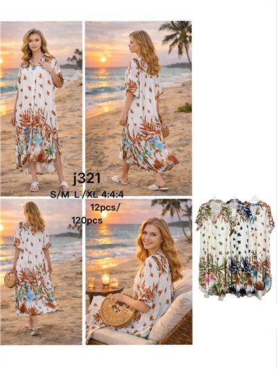 Vestido camisero oversize estampado tropical 2