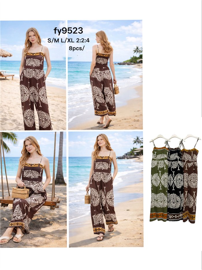 Mono largo estampado étnico de tirantes